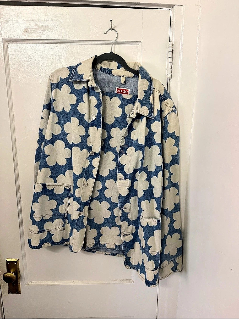KENZO Wildflower Trucker Jacket Floral Denim Blue & Cream XL
